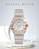 Elegant Luxury Designer Cz Diamonds Gold Fashion New Quartz Wrist Waterproof Ladies Wristwatch