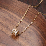 Luxury Trendy 14K Filled Rose Gold AAA Zircon Diamonds Barrrel Necklace For Women - Fine Jewellery