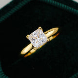 Terrific 1Carat Princess Cut Moissanite Solitaire Diamond Rings Silver 18K Gold Plated Wedding Engagement Jewellery