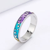 Colorful Epoxy Handmade Enamel Moon Stars  Women's Rings Party Jewellery
