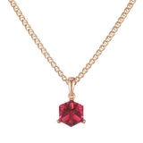 14K Gold Filled Cube Design AAA Zircon Crystal Red Stone Luxury Pendant And Necklace