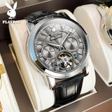 Top Brand New Fashion Watch for Men Original Skeleton Leather Strap Automatic Mechanical Classic Luxury WristWatches