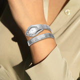 New Luxury Top Fashion Brand Snake Design Gold Colour Stainless Steel Bracelet Quartz Ladies Wristwatches