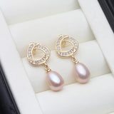 Flower Shape Design Real Multicolour Pearls AAA Zircon Diamonds Silver Earrings