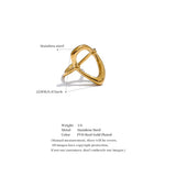 18K Gold Plated Minimalist Stainless Steel Oval Hollow Stylish Chic Open Ring