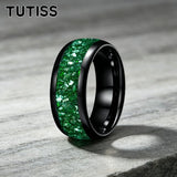 Green Crystal Stone Inlay 10mm Large Size Gold Colour Tungsten Carbide Rings