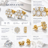 7 Stone D Colour VVS1 Moissanite Diamonds Silver Classic Round Stud Earrings