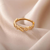 Trend AAA Zirconia Crystals Stainless Steel Gold Colour Lightning Rings For Women - Fashion Aesthetic Jewellery - The Jewellery Supermarket