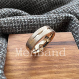 Flat Brushed Polishing Center Groove 6mm Wedding Engagement Gold Tungsten Rings