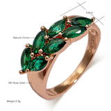 14K Filled Gold Vintage Green AAA Zircon Crystals Leaf Luxury Rings For Women