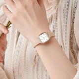 Top Brand Elegant Leather Strap with Rose Gold Plated Ladies Square Watch 3 Bar Waterproof Fashion Gift Watches