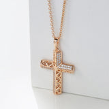 Trendy Luxury 14K Filled Rose Gold AAA Zircon Diamonds  Jesus Cross Necklace - Fine Jewellery