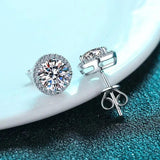 Luxurious D Colour VVS1 1 Carat Moissanite Diamonds Round Earrings - Engagement Wedding Daily Work Party Silver Gifts - The Jewellery Supermarket