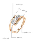 14 Karat Filled Gold Luxury Three Big White AAA Zircon Diamonds Gold Silver Colour Mix Rings