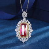 Vintage 8*16mm Ruby Lab Diamond Necklace Pendant Ring Earrings Luxury Wedding Party Fine Jewelry Sets for Women Anniversary Gift - The Jewellery Supermarket