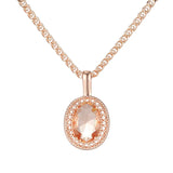 14K Rolled Ethnic Gold Big Oval Champagne Colour AAA Zircon Crystal High Quality Necklace