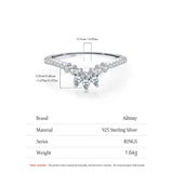 Delicate Chevron Silver AAAA Lab Created Diamond V-Shaped Water Droplet Ring