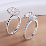Sparkling 18K Gold Plated Sterling Silver 4.5CT Oval Cut Full Moissanite Diamonds Rings, Wedding Engagement Jewellery