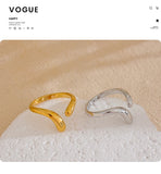 18K Gold Plated Minimalist New Style Stainless Steel Open Chic Adjustable Fashion Ring