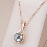 14K Rolled Gold Elegant Grey or White Pearl Elegant Fashion Pendant And Necklace