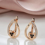 New Luxury Heart 14K Filled Rose Gold Creative Micro-wax Inlay AAA Zircon Crystals Drop Earrings - Fine Jewellery