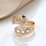 Super Trendy Fashion Geometry Filled 14K Rose Gold AAA Zircon Dimonds Ring for Women - Fine Bride Jewellery