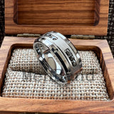 Black Silver Cubic Zirconia Stones Inlay 8mm Mens Womens Wedding Tungsten Ring