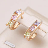 Bright Square Filled 14K Rose Gold AAA Zircon Diamonds Earrings for Women - Trendy Creative Daily Jewellery