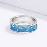 Fashion High Quality Handmade Enamel Blue Epoxy New Style 925 Rings
