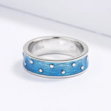 Fashion High Quality Handmade Enamel Blue Epoxy New Style 925 Rings