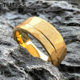 Hammered Offset Line 8mm Tungsten Carbide Rings for Men Women Comfort Fit