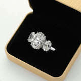 3 Stones 3/6cttw Oval Cut VVS1 D Colour Moissanite Diamonds Engagement Silver Ring