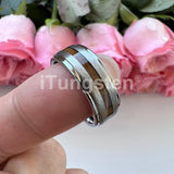 Different Wods Inlay Stepped Unique Brushed Finish Tungsten Wedding Rings