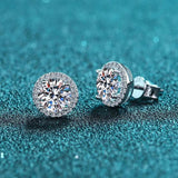 Outstanding 1 Carat Moissanite Diamonds Round Moissanite Earrings - Luxurious 925 Sterling Silver Fine Jewellery - The Jewellery Supermarket