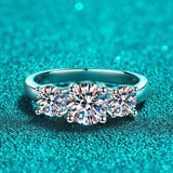 Superb Full D Colour Moissanite Diamonds Sterling Silver Rings 3-Stone Proposal Engagement Wedding Rings Jewellery