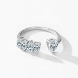 Elegant 925 Sterling Silver Pear shape AAAA Lab Created Diamonds Open Rings