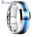 Beveled Brushed Polished Finish 8mm Men Women Two Tone Tungsten Wedding Rings