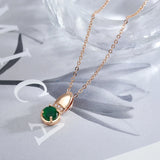 New Arrival Luxury 14K Rolled Rose Gold Round AAA Emerald Zircon Necklace - High Quality Daily Fine Jewellery