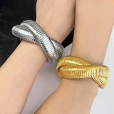 New Gold Colour Snake Chains Spiral Twist Bracelets for Women - Punk Style Fashion Jewellery Ladies Chain Bracelet - The Jewellery Supermarket