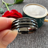 New Arrival Three Grooves For Inlay Channel Polished Shiny Dome Edges 8MM Tungsten Weddings Rings - The Jewellery Supermarket