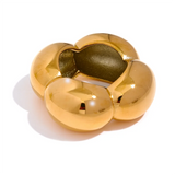 18K Gold Plated Stainless Steel Flower Hollow Big Fashion Statement Ring