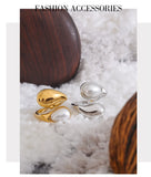 18K Gold Plated Stainless Steel Fashion Imitation Pearl or Tiger Eye Water Drop Elegant Ring