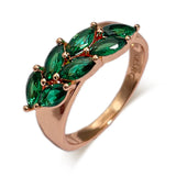 14K Filled Gold Vintage Green AAA Zircon Crystals Leaf Luxury Rings For Women