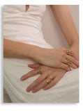 18K Gold Plated Trendy Stainless Steel Geometric Hollow Unusual Distinctive Polished Ring
