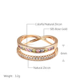 Captivating Rolled 14K Rose Gold AAA Zircon Diamonds Stackable Band Ring - Fashion High Quality Daily Jewellery