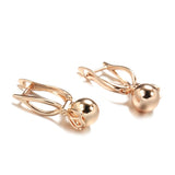 14K Gold Filled New Fashion Glossy Metal Round Ball Drop Unusual Long Earrings
