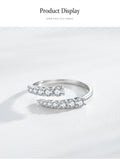 Luxury Sparkling Dual-Row Silver Round AAAA Lab Created Diamond Resizable Rings