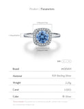 VVS1 D Colour Sea Blue Moissanite Silver Classic Wedding Engagement Halo Ring