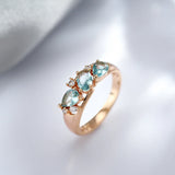 14 Karat Gold Filled New Blue AAA Zircon Crystal Vintage Ethnic Geometry Ring for Women