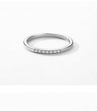 Sterling Silver Minimalist Clear AAAA Simulated Diamonds Stackable Ring - Anniversary Wedding Fine Jewellery - The Jewellery Supermarket